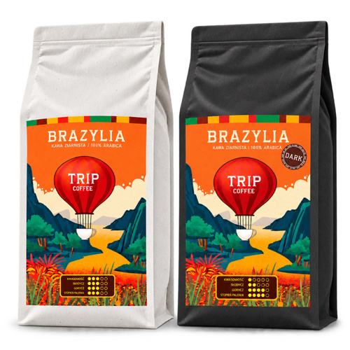 ZESTAW - Kawa ziarnista Trip Coffee Brazylia 1kg + Trip Coffee Brazylia DARK 1kg