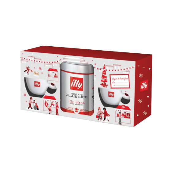 Zestaw świąteczny - Kawa mielona Illy Classico 250g + 2x filiżanka do espresso