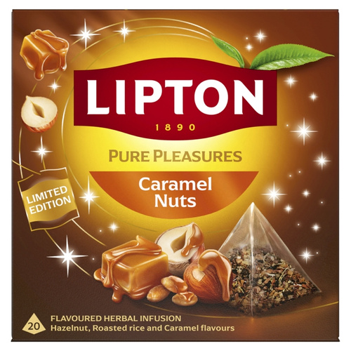 Herbatka ziołowa aromatyzowana Lipton Winter Warmers Caramel Nuts - 20 piramidek