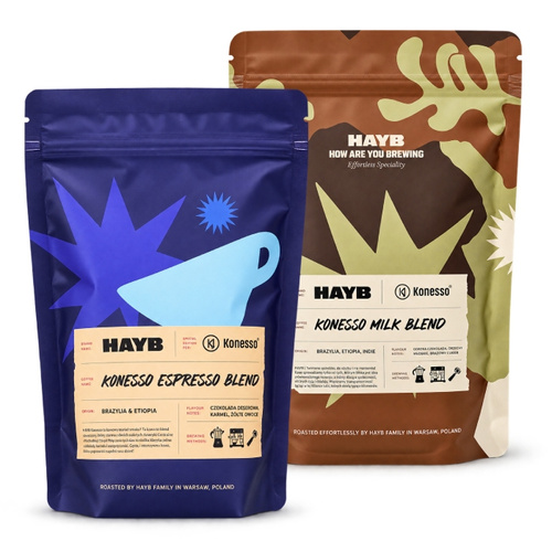 ZESTAW - Kawa ziarnista HAYB Konesso Milk Blend 250g + Kawa ziarnista HAYB Konesso Espresso Blend 250g