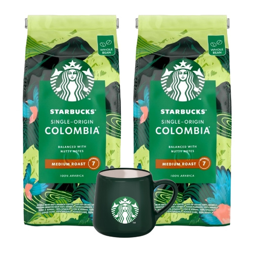 ZESTAW - 2x Kawa ziarnista STARBUCKS® Single Origin Colombia 450g + Kubek Starbucks 80 ml