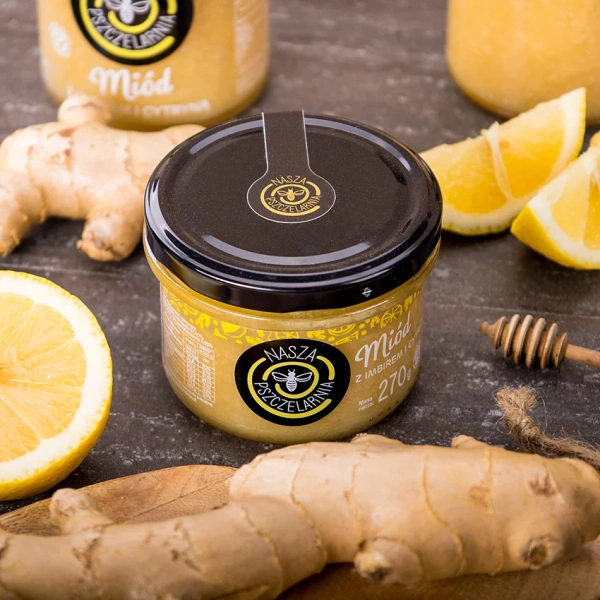Miód z cytryną i imbirem Nasza Pszczelarnia 270g