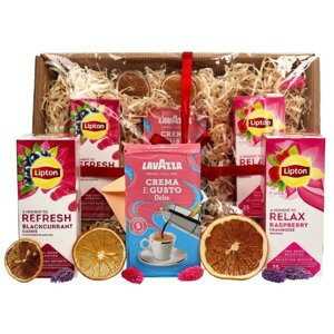 Zestaw prezentowy - Herbaty Lipton i kawa mielona Lavazza Crema e Gusto Dolce  - opinie w konesso.pl