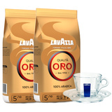 ZESTAW - Kawa Lavazza Qualita Oro 2x1kg + filiżanka szklana Lavazza cappuccino 160ml