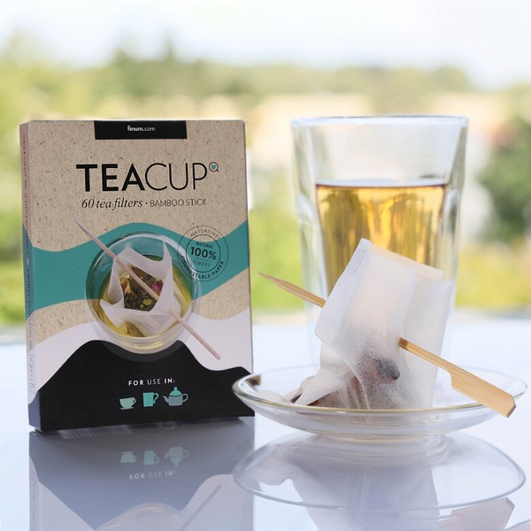 Filtry do herbaty Finum TeaCup 60 szt + bambusowy patyczek