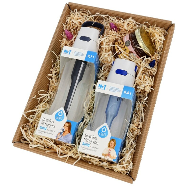 Zestaw prezentowy Dafi - Butelki Solid i miód kremowany