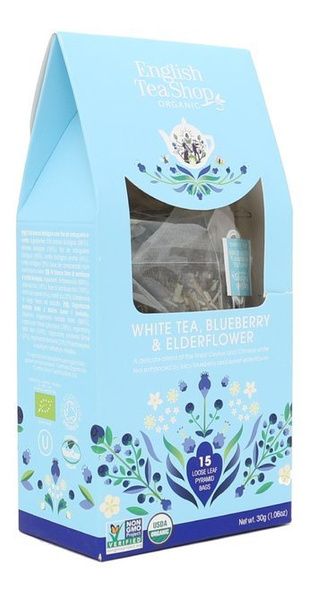 Biała herbata English Tea Shop White Tea Blueberry & Elderflower 15x2g