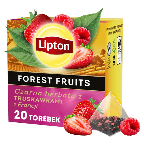 Herbata czarna Lipton z truskawkami 20 piramidek