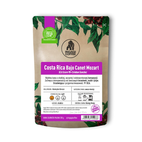 Kawa ziarnista Ingagi Coffee Kostaryka Bajo Canet Mozart 200g