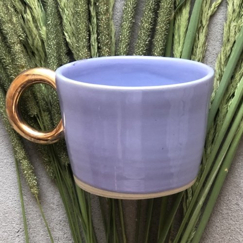 Ceramiczny kubek z pozłącanym uszkiem POTPOTSTUDIO - Lily 200 ml