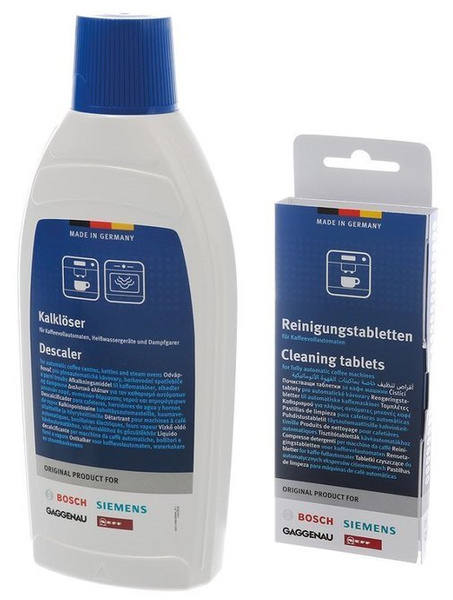 Tabletki czyszczące Bosch 310575 + odkamieniacz w płynie 311138 - Zestaw