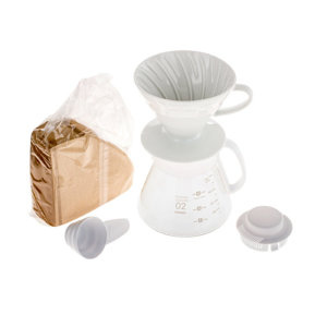 Zestaw Hario V60 Dripper & Pot White - drip + serwer + filtry - opinie w konesso.pl