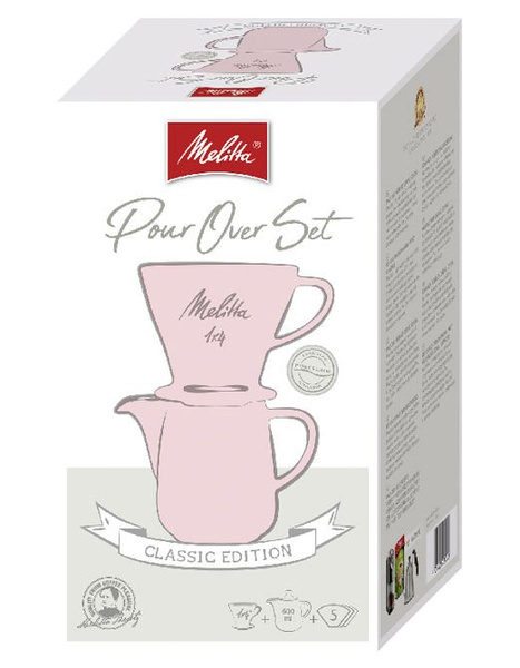  Melitta zestaw Porcelanowy Drip 1x4 + dzbanek - Różowy 