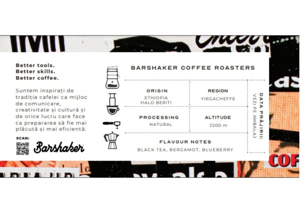 Kawa ziarnista Barshaker Ethiopia Halo Beriti/Sidamo Bombe OMNIROAST 250g - NIEDOSTĘPNY