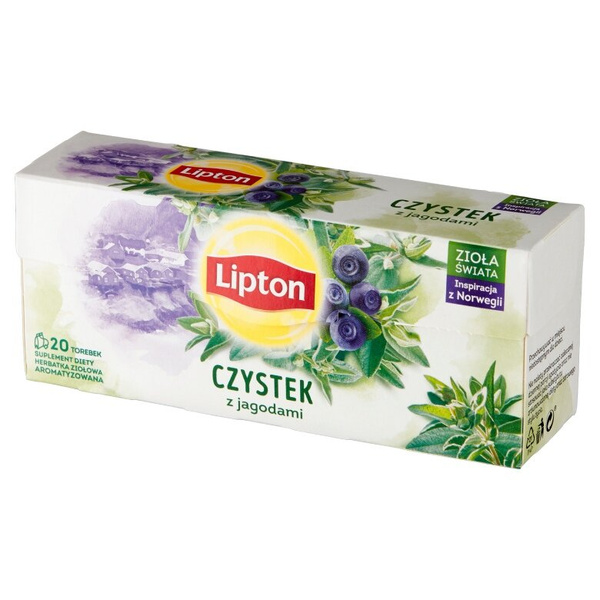 Suplement diety herbatka ziołowa aromatyzowana Lipton Czystek z jagodami 20x1g – NIEDOSTĘPNY