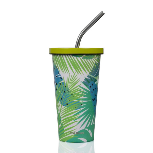 Kubek termiczny ze słomką Casno Gloomy Monstera - 510 ml