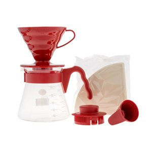 Zestaw Hario V60 Pour Over Kit Red - drip + serwer + filtry – NIEDOSTĘPNY - opinie w konesso.pl