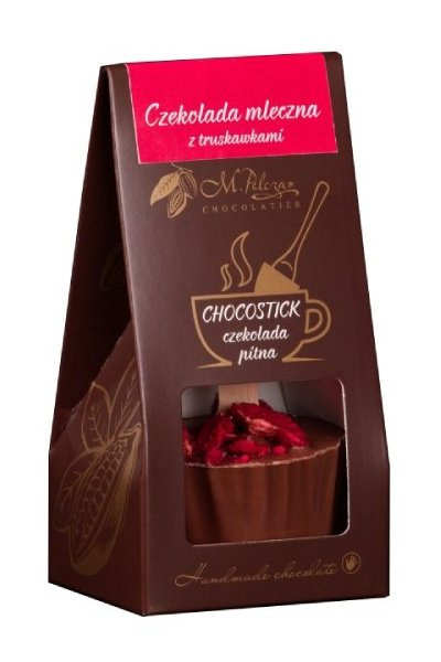 OUTLET - Chocostick M.Pelczar Chocolatier - Czekolada mleczna z nutą truskawek 60g