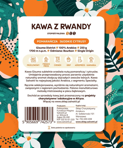 Kawa ziarnista Salvatti Gisuma Jasno Palona  250g