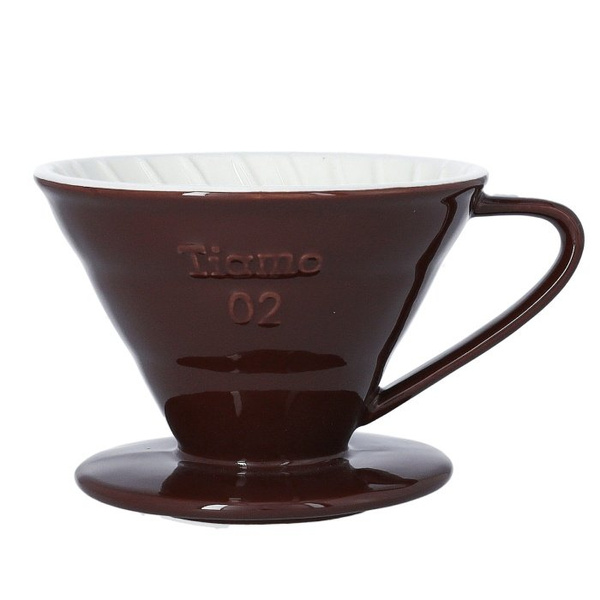 Ceramiczny drip Tiamo z uchem V02 - Brązowy