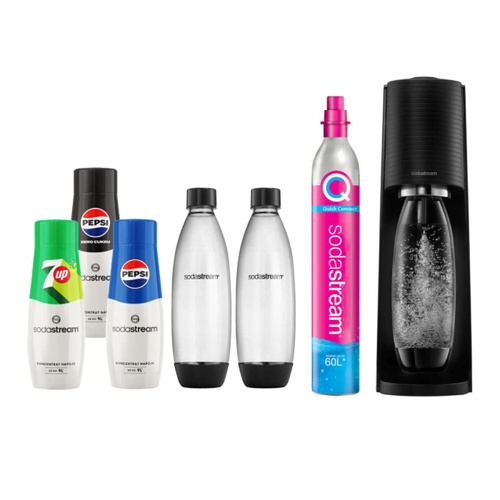 Saturator do wody gazowanej SodaStream Terra - Czarny + 2 butelki