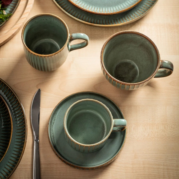 ZESTAW - Filiżanki Atom Design Reactive Sage NBC 220ml Szałwiowe - 6 sztuk