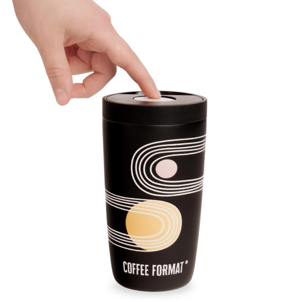 Kubek termiczny Coffee Format 350 ml - Czarny z nadrukiem