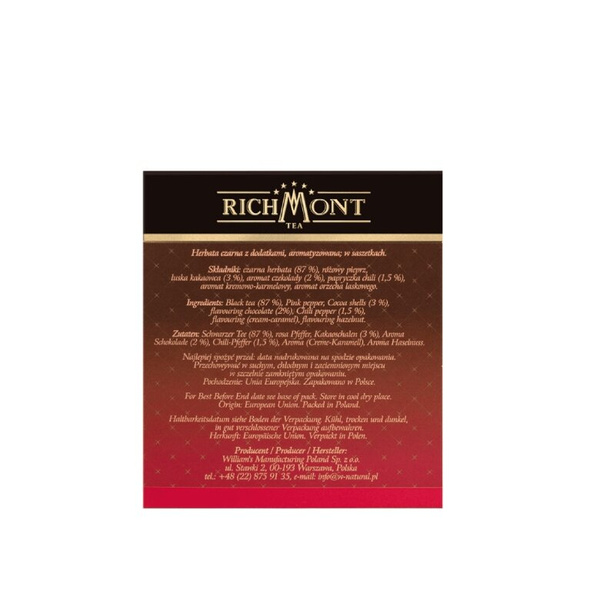 Czarna herbata Richmont Black Chilli Chocolate - 40x4g