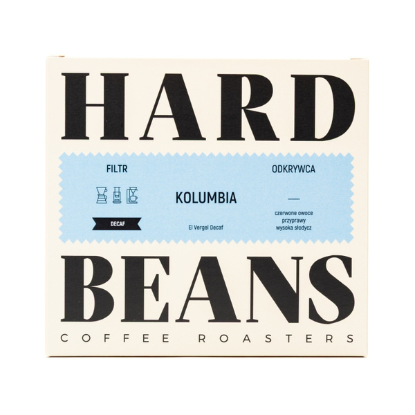 Kawa ziarnista Hard Beans Kolumbia El Vergel Decaf Filtr 250g - bezkofeinowa