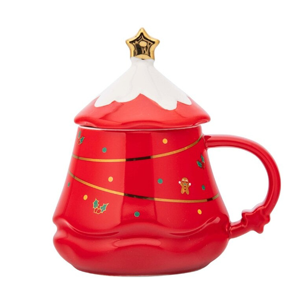 Kubek świąteczny z pokrywką Altom Design Choinka 420ml - Czerwony - NIEDOSTĘPNY