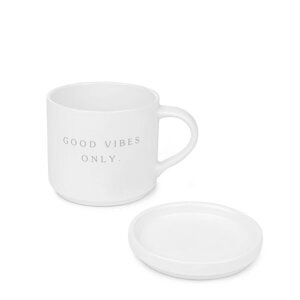 Kubek z uchem i przykrywką Homla Perlo Good Vibes Only 400ml - NIEDOSTĘPNY - opinie w konesso.pl