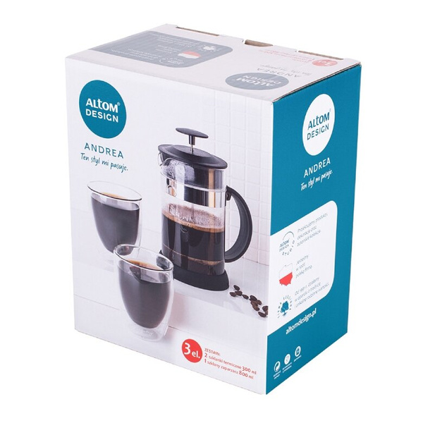 Zestaw Altom Andrea Zaparzacz 800ml + 2x szklanka termiczna 300ml