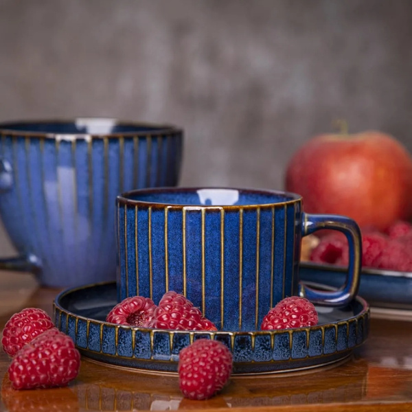 ZESTAW - Filiżanki Atom Design Reactive Sage NBC 220ml Granatowe - 6 sztuk