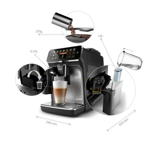 Ekspres do kawy Philips 4300 LatteGo EP4346/70 + GRATIS 2KG KAWY