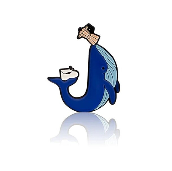 Przypinka - Wieloryb z kawiarką – NIEDOSTĘPNY