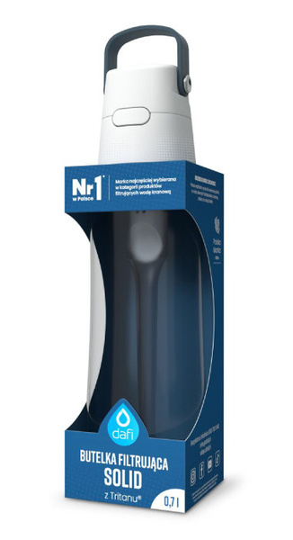 ZESTAW - Butelka filtrująca Dafi SOLID 0,7 l + filtr węglowy + 3 x Filtr do butelki DAFI - Jeansowy