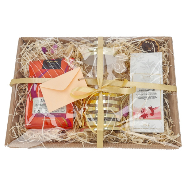 Zestaw prezentowy z zaparzaczem, kawą ziarnistą i herbatą