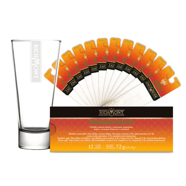 ZESTAW Herbata Richmont Orange Rosemary 12 saszetek + Szklanka Richmont Ice 370ml