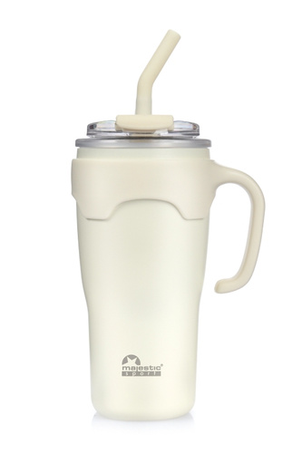 Kubek termiczny ze słomką Majestic Sport Jelly 650 ml - Biały - opinie w konesso.pl