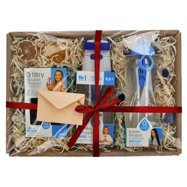Zestaw prezentowy Dafi - Niebieskie butelki, nakrętka i filtry