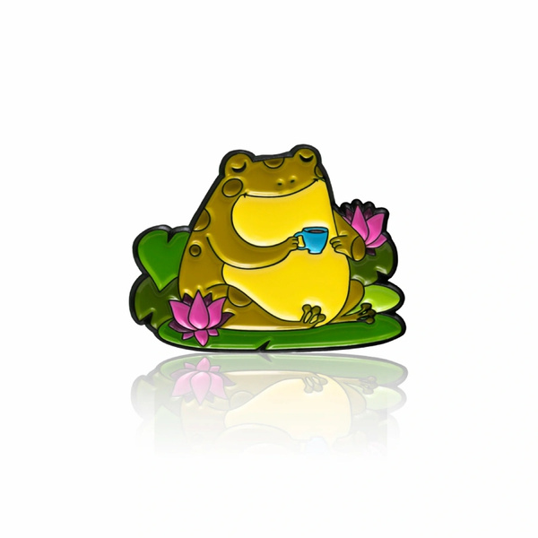 Przypinka - Żabka z poranną kawą