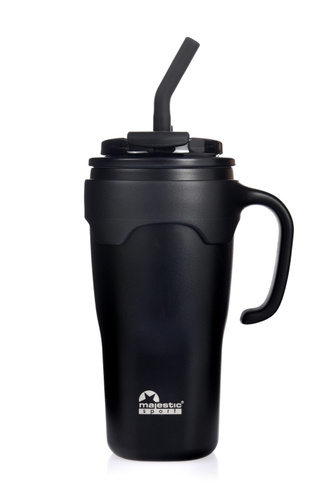 Kubek termiczny ze słomką Majestic Sport Jelly 650ml - Czarny - opinie w konesso.pl