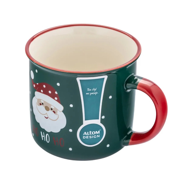 Kubek świąteczny Altom Design z rantem Mikołaj HoHo 400 ml - Zielony