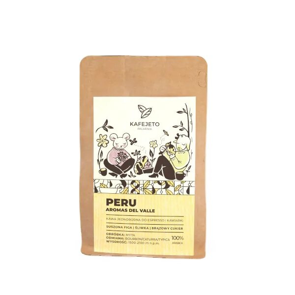 Kawa ziarnista Kafejeto Palarnia Wiosenne Peru Aromas del Valle Espresso 250g - NIEDOSTĘPNY