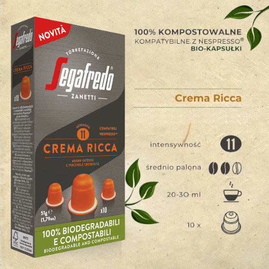 Kapsułki do Nespresso Segafredo Crema Ricca - 10 szt - NIEDOSTĘPNY