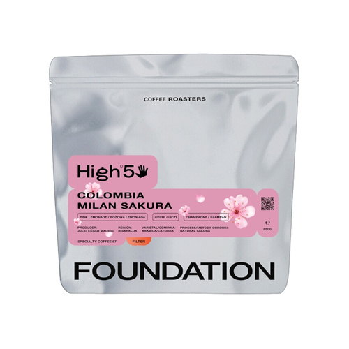 Kawa ziarnista Foundation Coffee Roasters High5 Kolumbia Milan Natural Sakura Filtr 250g