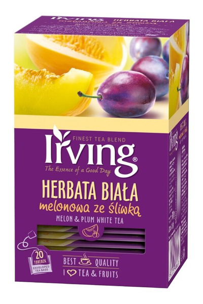 Herbata biała Irving Melonowa ze śliwką 20x1,3g – NIEDOSTĘPNY