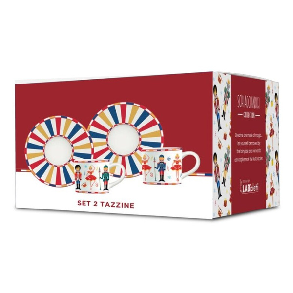 Zestaw 2 filiżanek do espresso ze spodkami Bialetti Nutcracker 80ml - NIEDOSTĘPNY