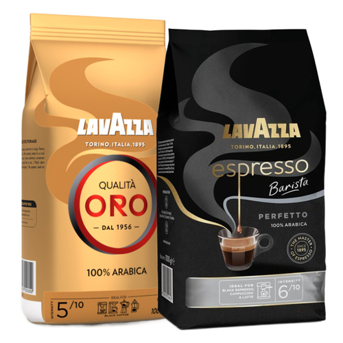 ZESTAW Kawa ziarnista Lavazza Qualita Oro 1kg + Kawa ziarnista Lavazza Espresso Barista Perfetto 1kg