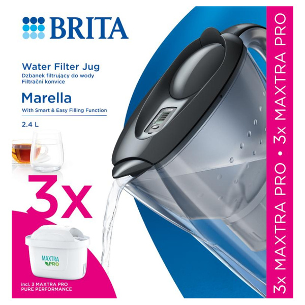 Dzbanek filtrujący BRITA Marella + 3x wkład MAXTRA PRO Pure Performance - Grafitowy